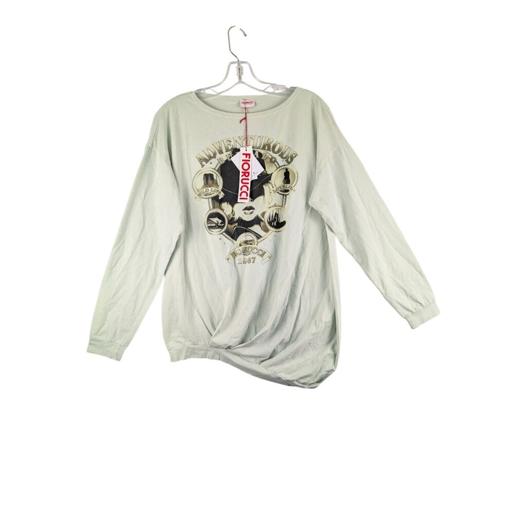 Fiorucci Shirt Womens Small Mint Green Adventurous Buffalo Long Sleeve Tee NWT